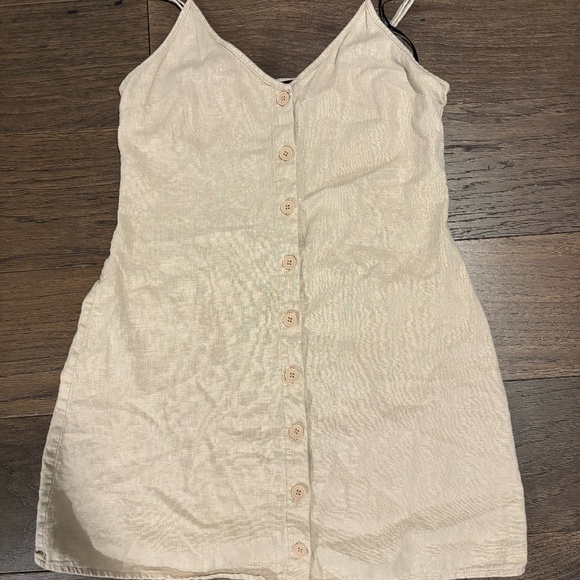 Beige Button-Down Dress - Picture 1 of 3